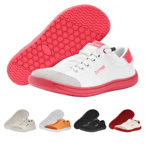 Women's Zorwalk Minimalist Barefoot Sneakers - Wide Toe Box, Thumb Space Heightening, 0 Drop PU Leather, Double Arch Support Orthopedic Casual Office Trainers, Women's Shoes