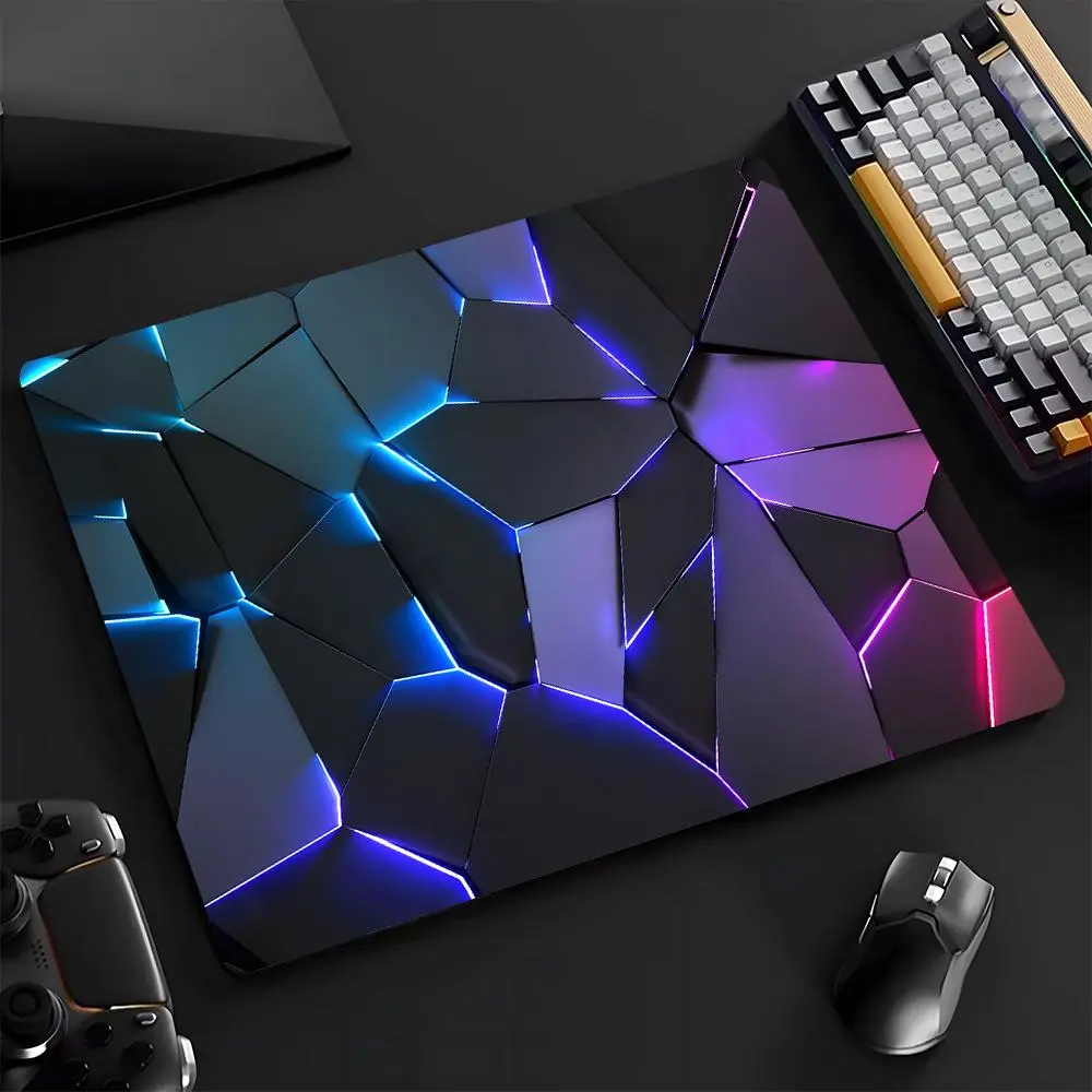 Neon Geometry Large Gaming Glass Mouse Pad,High Quality Reinforced Glass, Aesthetic Waterproof Washable Smooth Hard Desk Mat, Smooth touch is a must-have for gamers,Reinforced and Upgraded Smooth for Gaming,Ideal Gift for Family Friend, Mousepad