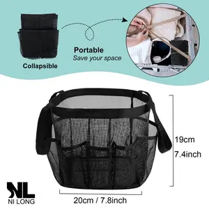 Mesh Shower Caddy Portable Net Bag for College Dorm Room Essentials for Girls with 9 Pockets, Large-Capacity Shower Basket, Quick Dry Toiletry Tote Bag for Women, Toiletries Travel Bag, Outdoor Gym, Travel, Swim, Beach Camping Essentials