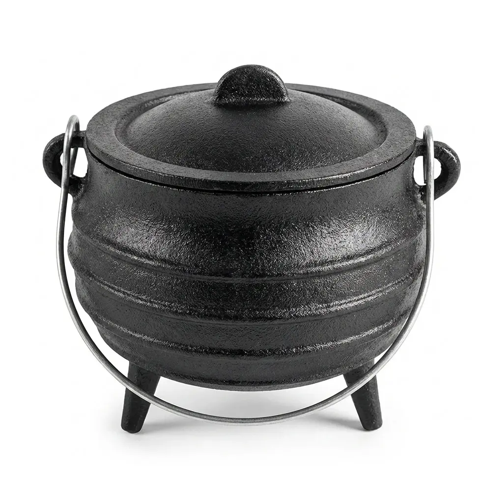 5 Inch Cast Iron Cauldron with Lid Ritual Altar Smudge Pot