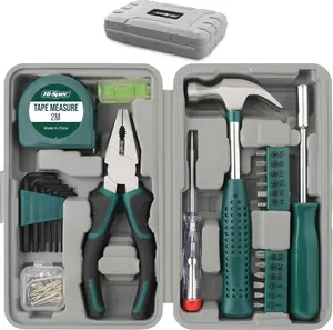 Hi-Spec 25-Piece Green Mini Tool Box Compact Set for Home Office DIY Basic Repairs Portable Toolbox Starter Kit