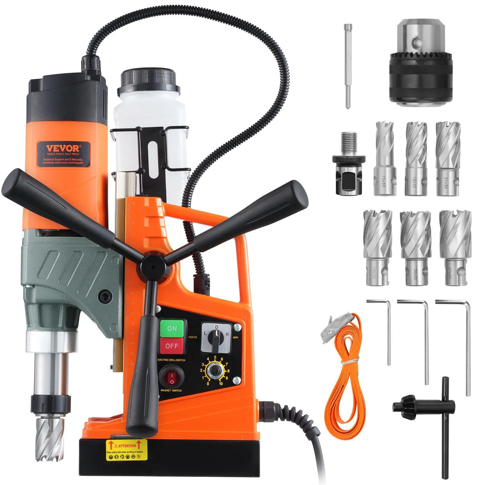 【Summerfinds】VEVOR Magnetic Drill, 1450W 2" Boring Diameter, 12800N Portable Electric Mag Drill Press, with Variable Speed, 800 RPM Drilling Machine for any Surface Home Improvement Industry Railway