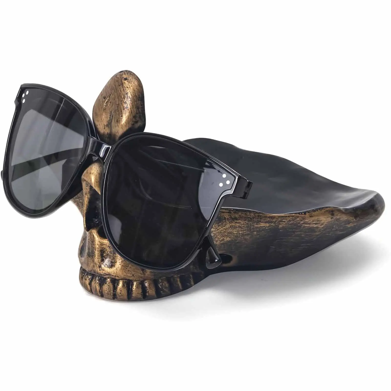 Outvora Gothic Skull Resin Sculpture Eyeglasses Stand - Desk-Friendly Organiser with Decor Function, Holds Glasses, Sunglasses, Keys for Home, Office, Entryway Room Decor