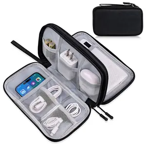 Travel Cable Organizer Pouch Electronic Accessories Carry Case Portable Waterproof Double Layers All-in-One Storage Bag for Cord, Charger, Phone, Earphone, Travel Essentials, Gifts for Men Women