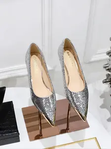 Snake Pattern Stiletto Shoes, 4cm Mid Heel Pointed Toe, Satin Upper, Rubber Sole, Elegant Classy Stylish Casual All Season High Heels Footwear for Commuting Party Date