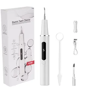Home Oral Ultrasonic Scaler Teeth Cleaner Kit - Lightweight Waterproof (IPX6) USB-Rechargeable Tartar Removal Tool with 5 Adjustable Modes, Automatic Shut-Off, Toothbrush Set for Daily Gum Health Care