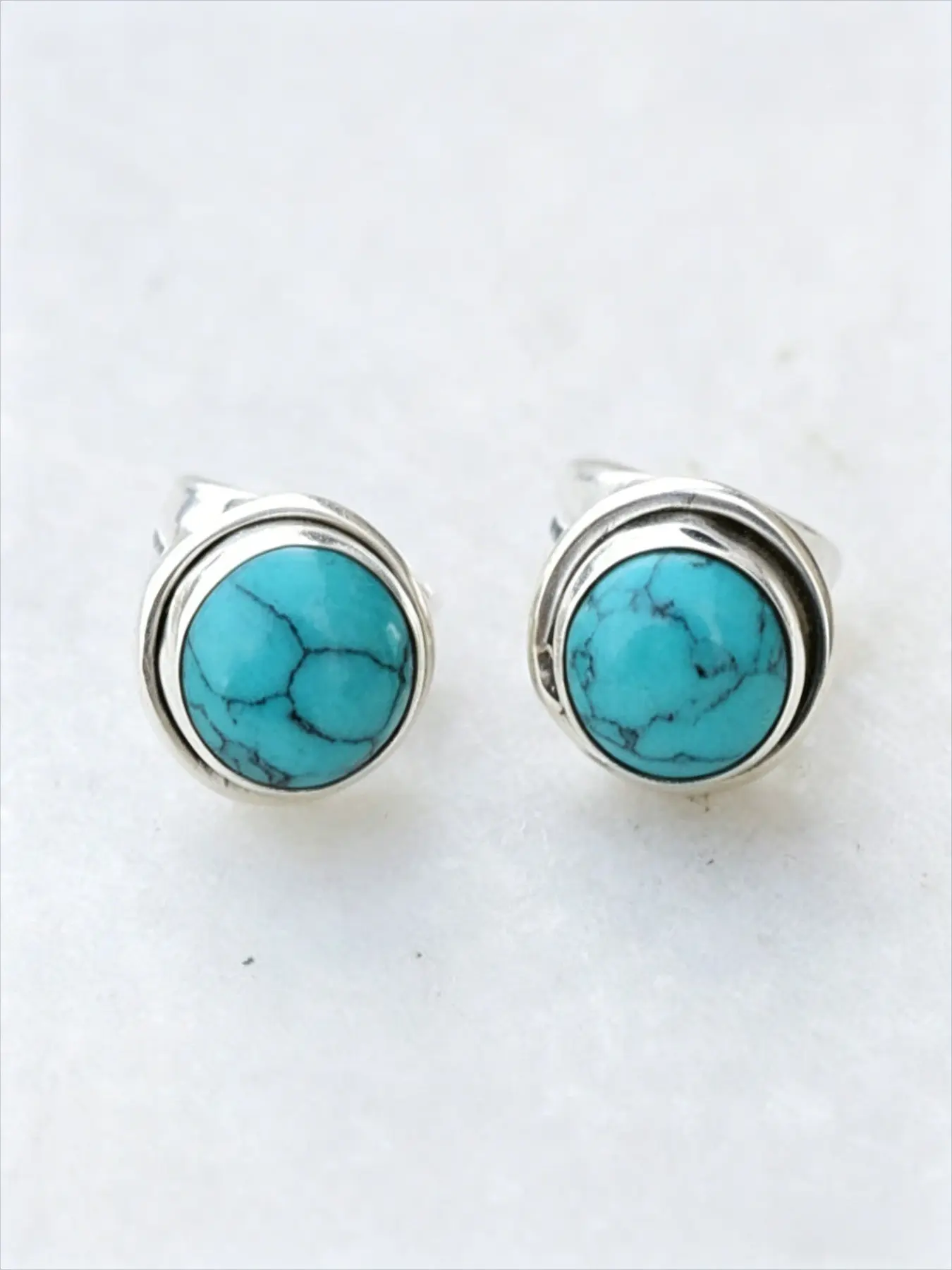 Bohemian Ethnic Style Imitation Turquoise Earrings for Men and Women, Vintage Distressed Casual Trendy All-Season Jewelry