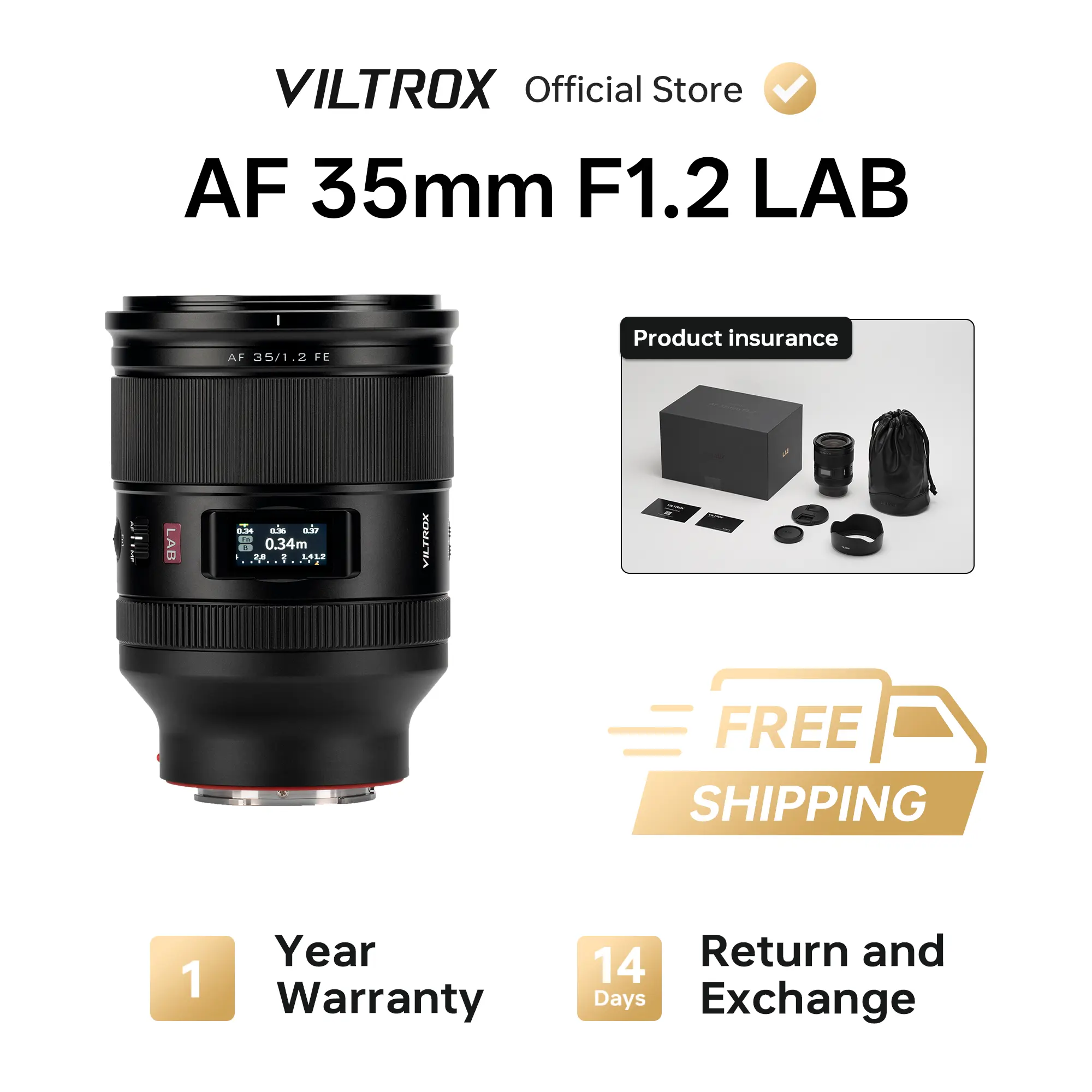 Viltrox AF 35mm F1.2 LAB Full-Frame Camera Lens for Sony E-Mount, Professional Photography Tool, High-Performance Videography Equipment
