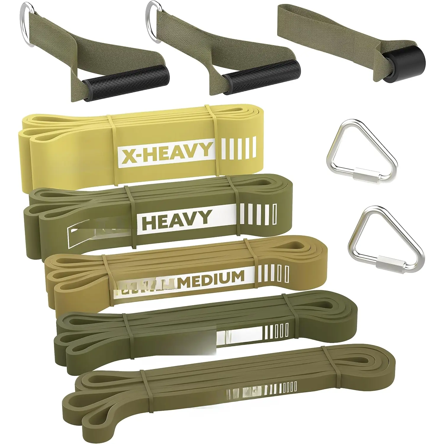 Long Resistance Bands for Working Out Men and Women - Set of 5 Pull-Up Bands, Rubber Handles and Door Anchor - Workout Bands Resistance for Men - Exercise Bands Resistance Bands Set