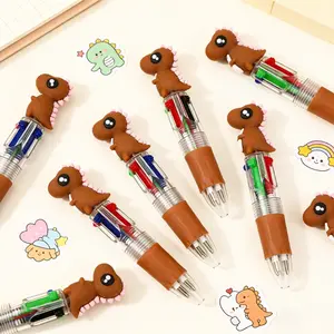 15/25pcs Creative and Cute Brown Little Dinosaur - themed Retractable Four - color Pen. The Dinosaur Series Press - type Gel Pen for Campus Design with Random Colors