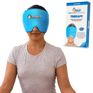 Migraine Headache Relief Hot/Cold Super Soft Plush Weighted Therapy Eye Mask Cap, Reusable Travel Hack for Puffy Eyes, Sinus Tension, Stress, Non-Toxic, Latex-Free, Blue Light