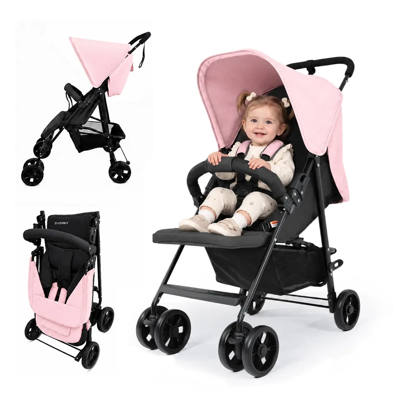 Cochildor Lightweight Collapsible Easy Fold Travel Stroller for Infant-Toddlers - Aluminum Frame, Multi-Angle Seat Recline, Anti-Shock EVA Wheels, Ventilated Seat Pad, Fits Car Trunk-Overhead Bin, Folding Travel Friendly Stroller, Collapsible Stroller,fam