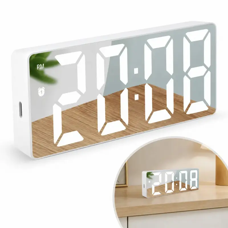 Modern Voice-Controlled LED Alarm Clock - Digital Tabletop Clock for Bedroom, Home Office, Ideal Indoor Gift