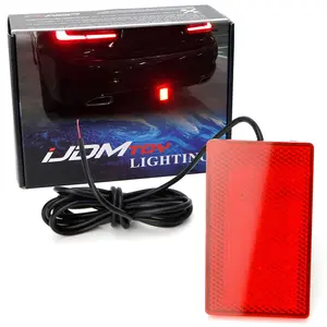 Universal Red Lens 15-LED Rear Bumper Diffuser Rear Fog Pilot Light Kit w/Race Car Style Strobe Brake Feature & Adjustable Add-On Mounting Bracket For Car SUV