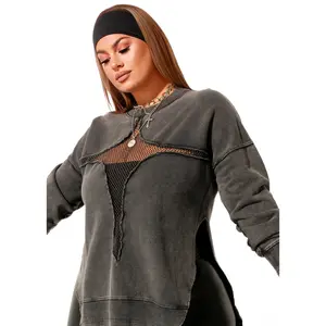 MESH FEEL GOOD SIDE SLIT SWEATSHIRT