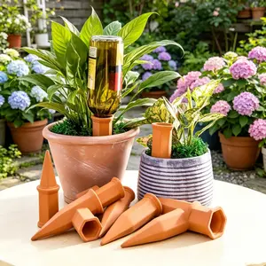 6Pcs Clay Self Watering Spikes Indoor Outdoor Automatic Plant Watering System for Potted Plants Garden Flowers Automatic Watering Devices