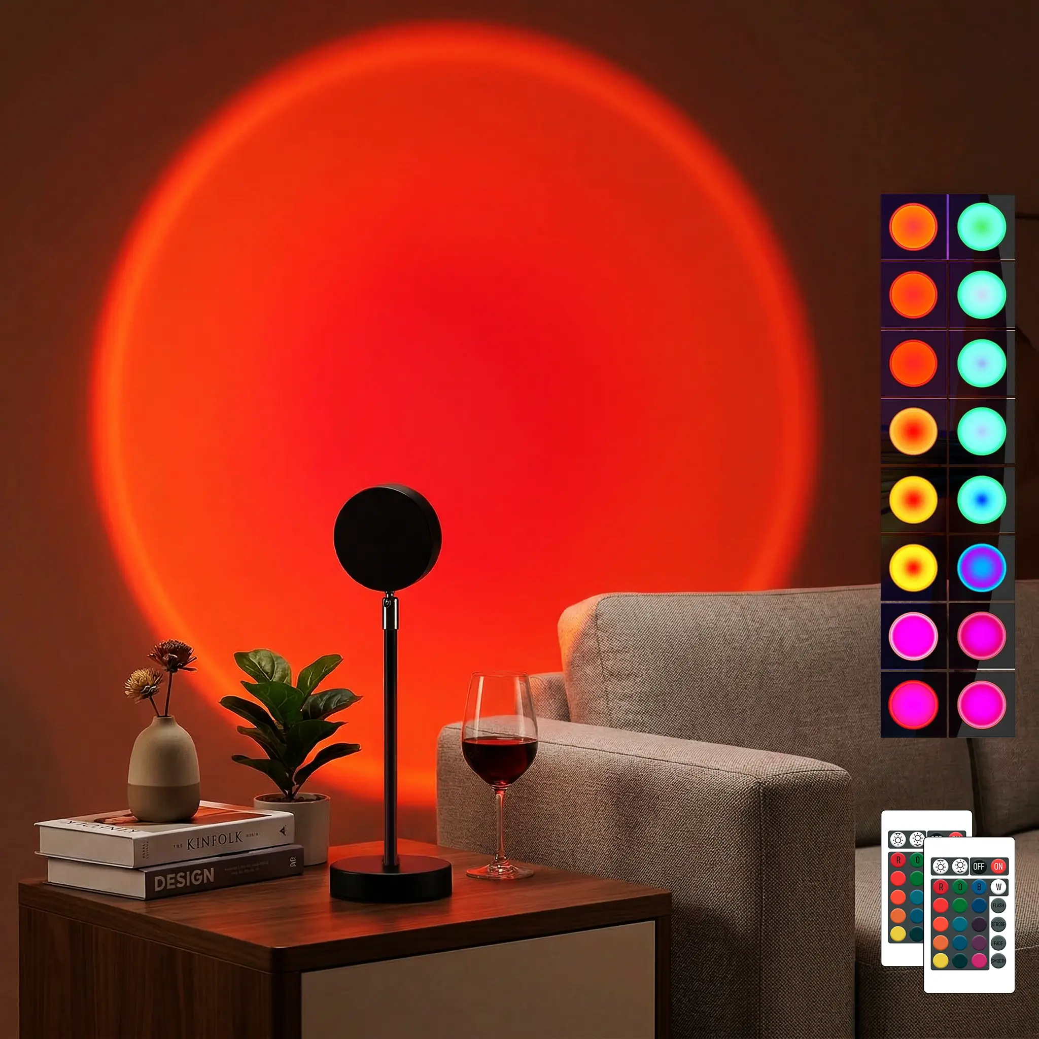 16-Color Mini Sunset Projector Lamp - 180-Rotation Adjustable LED Multicolor Light, USB-Powered, Bedroom LED Lights, Party Lighting Decoration, Multifunction RGB Colors, Home Decor, Ideal Housewarming Gift for Aesthetic Enthusiasts