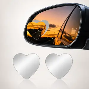 Wide View Heart Shaped Car Blind Spot Mirror, for Multi-model Sedan SUV Truck, Exterior Auto Safety Part, Borderless Design High Definition Traffic Observation Mirror