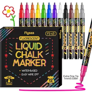 12/8 Colors Liquid Chalk Markers for Blackboards, 1.0mm Bold Color Dry Erase Marker Pens, Vibrant Erasable Whiteboard Markers