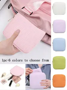 Minimalist Travel Storage Bag, Portable Makeup Pouch, Makeup Organizer Pouch, Cosmetic Pouch, Handheld Cosmetic Pouch, Small Square Bag, Sanitary Pad Holder, Lightweight Design, Durable, Hand Washable Gift, Travel Cosmetic Bags