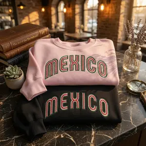 Embroidered Mexico Sweatshirt, Mexico Crewneck Sweater, Custom Mexico Pullover, Varsity Style Mexico Jumper, Aesthetic Travel Gift