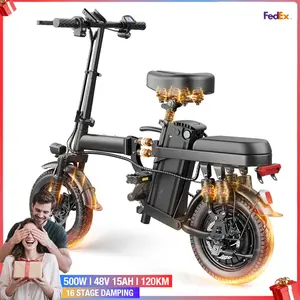Adult Electric Bicycles 500W 48V 15AH 40KM Foldable Commuter Bikes with Detachable Batteries 20 Miles Per Hour 16 Stage Damping Folding Ebike