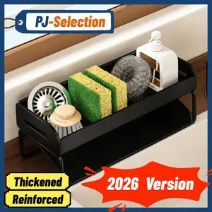 2026 Upgraded Version Kitchen Sink Corner Sponge Drain Rack  Sink Caddy ultitunctional Durable Cleaning Tool Organizer Storage RackDish Soap Dishdoth Brushes Holder for Kitchen & Bathroom