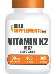 BulkSupplements - Vitamin K2 MK7 Softgels - Healthy Skin - Bone Health - 365 Softgels - 100mcg per Serving