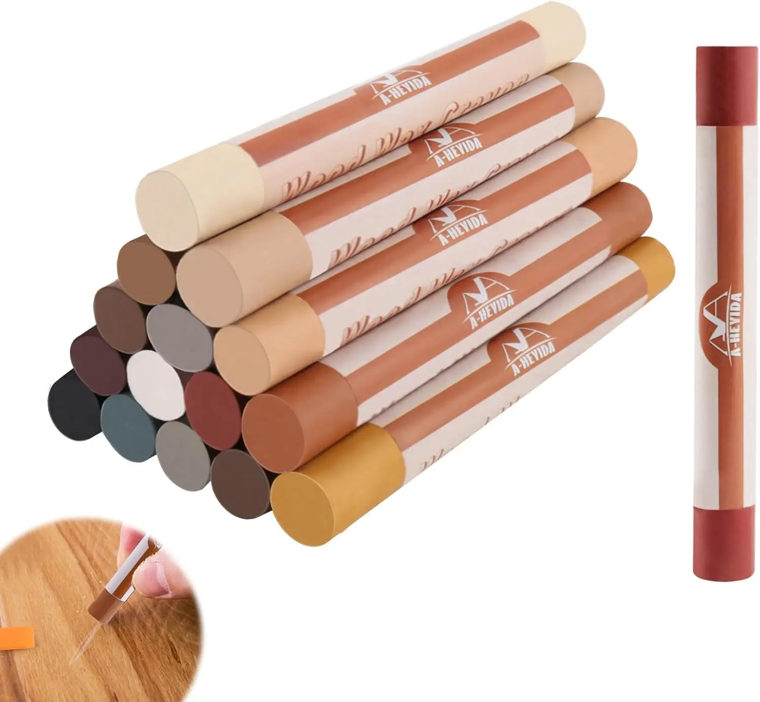 Wood Floor & Furniture Repair Kit - 16+ Color Meltable Wax Sticks, Scratch Fix, Crack Sealant Wood Fill for Hardwood, Vinyl, Teak, White Oak, Black & Bamboo Yellow Surfaces