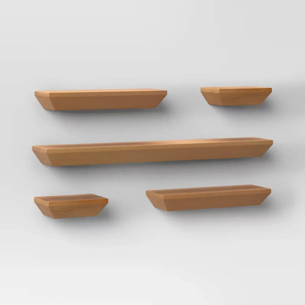 Threshold Wood 5 Shelves Wall Mounted Shelf Storage Floating 5PC