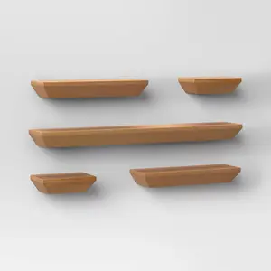 Threshold Wood 5 Shelves Wall Mounted Shelf Storage Floating 5PC Natural