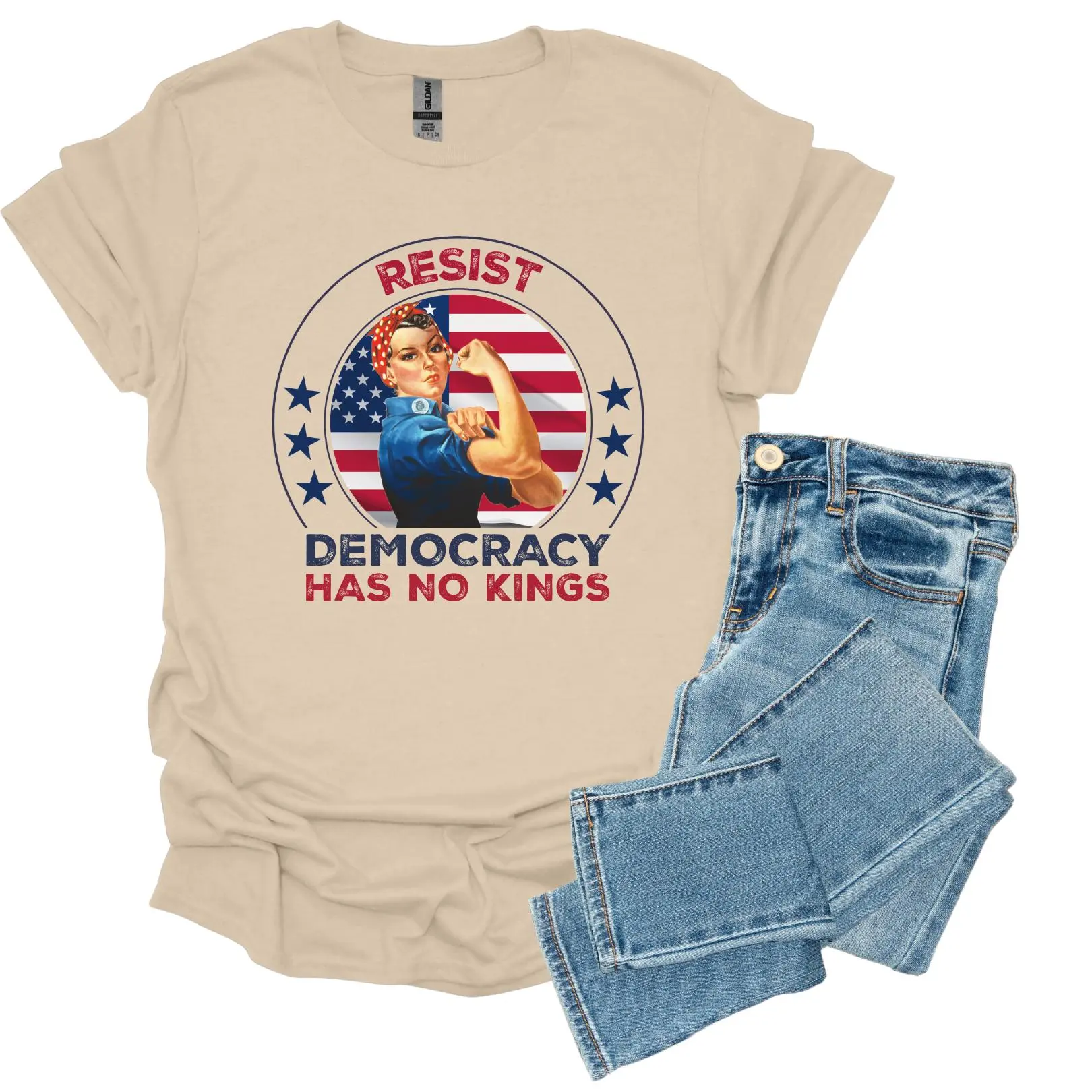Democracy Has No Kings T-shirt, No Kings Protest Shirt, 18th October Resist Tee, Patriotic Gift, Unisex Cotton Graphic Tops
