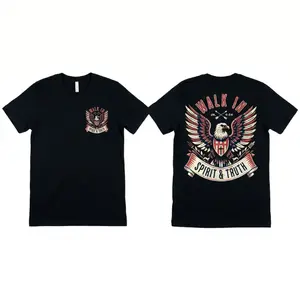 Walk in Spirit and Truth Christian T-Shirt for Men, Eagle Graphic Faith Shirt Bible, Verse Tee John 4:24 Scripture Shirt ,Spiritual Gift for Him ,100% Pure Cotton ,Daily Wear