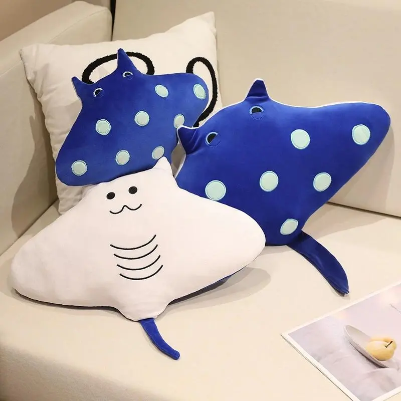 Soft Plush Manta Ray Stuffed Toy - Cute Sleeping Cushion, Devil Fish Sea Animal Accessory for Children’s Birthday Gifts
