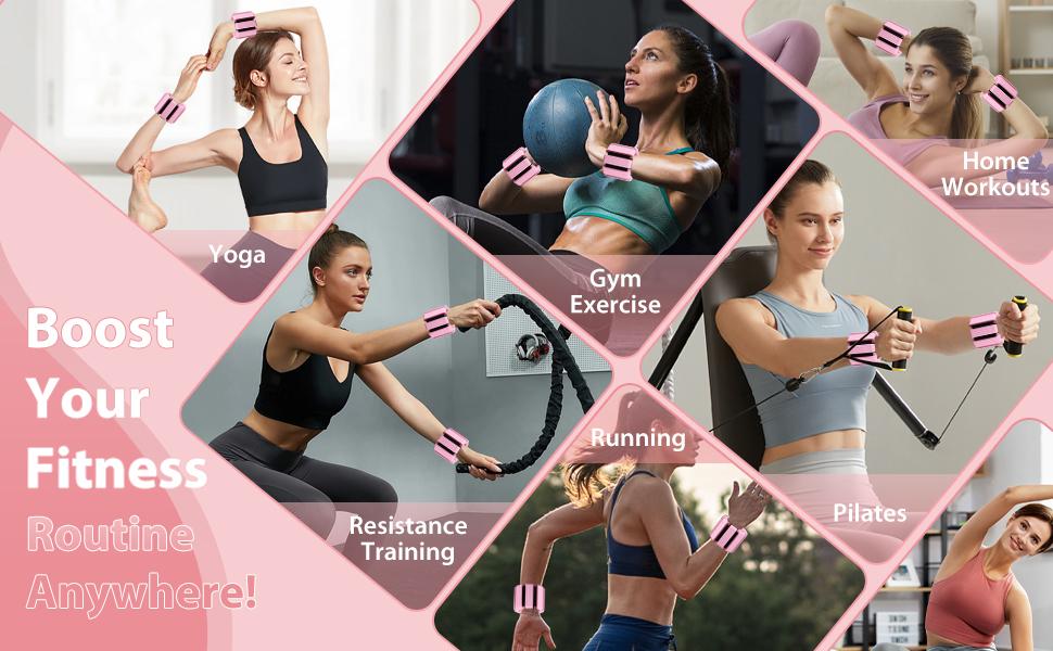 Silicone Wrist Bangles,Adjustable Wrist Weighted Bracelet，Wrist Weights, Adjustable Wearable Wrist Ankle Weights for Women/Men, Silicone Wrist Bangles for Walking, Yoga, Pilates, and Gym, Arm & Leg Workout, 1lb*2pcs,Mother's Day Gifts