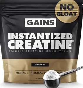 Gains in Bulk Instantized Creatine Monohydrate for Men & Women, Soluble Creatine Powder, Supports Muscle Building, Strength and Performance, Bodybuilding Supplements, Unflavored, 30 Servings