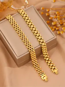 2 classic 304 stainless steel bracelet sets - strap design, suitable for casual wear and special occasions, giving the perfect gift