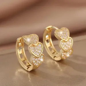 Heart Hoop Earrings for Women Gold Hoop Earrings Small Hoop Earrings Cubic Zirconia Earrings Birthday Party Jewelry Gift for Women Jewelry