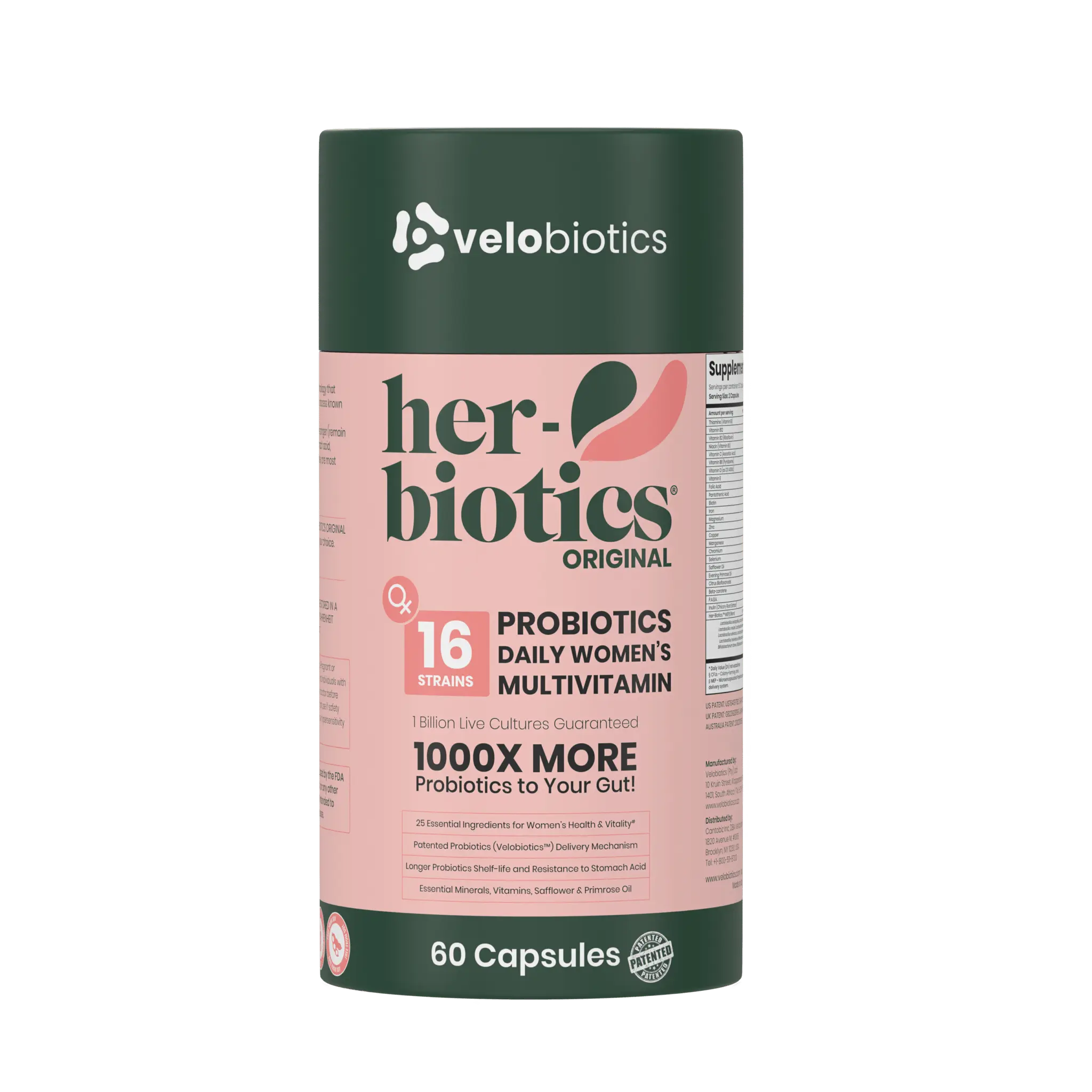 Her-Biotics Women's Multivitamin + Microencapsulated Probiotic | Hormonal Balance, Gut Health, 25 Vitamins, 16 Strains, 60 Caps