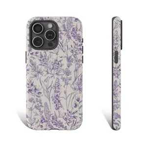 Lavender Floral Phone Case Lavender Wildflower Phone Case Flower and Leaves Phone Case For iPhone 15Pro, 14, 13, 12, 11, 8, XR Mini, Pro Max, Plus aesthetic case flower case Accessories Protection Smartphone Screen Protector