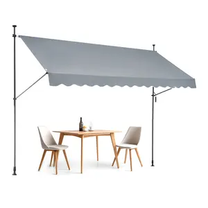 【fathersdaygift】VEVOR 138 x 47" Patio Awning Retractable, Awning Sunshade Shelter with Manual Crank Handle, Outdoor Patio Canopy Sunsetter Deck, Adjustable Height from 86 to 122 in, for Patio/Balcony/Yard, Dark Gray