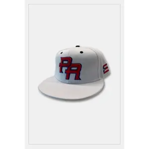 Puerto Rico White Snapback Cap with PR Embroidery & Flag Adjustable Flatbill Hat for Festivals Beach Days & Outings
