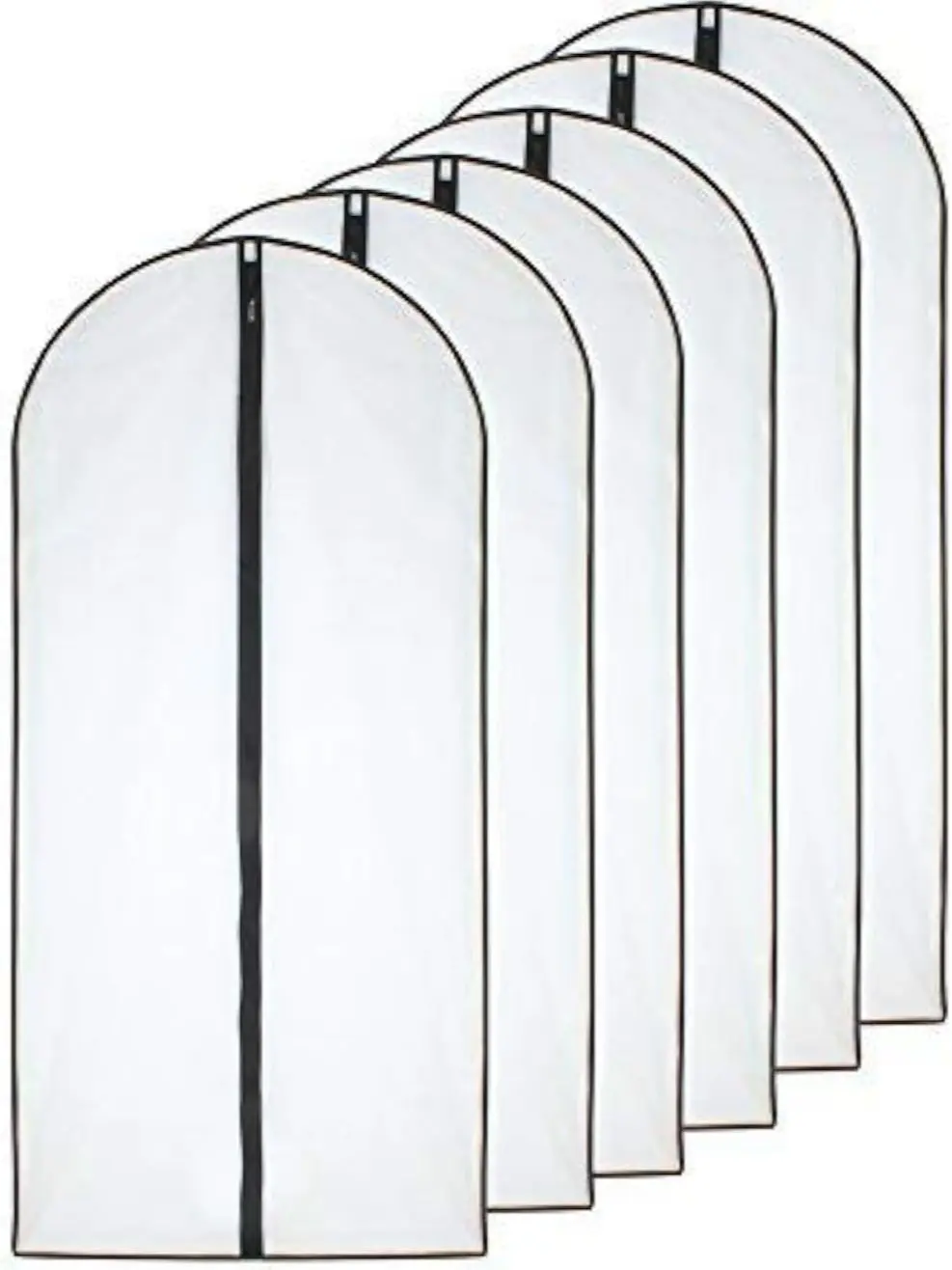 Set of 6 Garment Bag  Plastic Garment Bags with Zipper Hanging Clothes Cover Dress Bag for Suits, Coats Closet (24'' x 40'', Black)