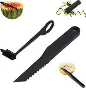 2Pack Kitchen Spiral Cutter and V-Shaped Tools, Spiral Potato Slicer Knife Vegetable Spiralizer Manual Screw Peelers Kitchen Gadgets for Fruit Cucumber Potato Carrot