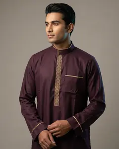 Premium Maroon Executive Thobe with Bronze Embroidery