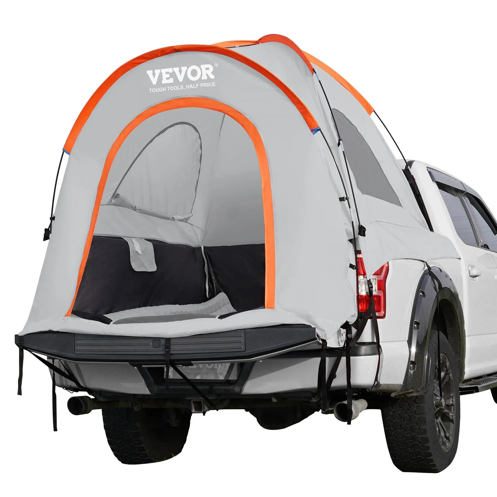 【Summerfinds】VEVOR Truck Bed Tent, 6.4'-6.7' Pickup Truck Tent with Rain Layer and Carry Bag, Waterproof PU2000mm Double Layer Truck Tent, Accommodate 2-3 Person, for Camping Traveling Outdoor Activities