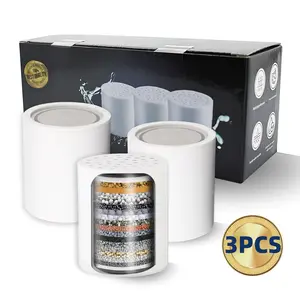 18 Stage Shower Filter Cartridge 3pc- Remove Chlorine Heavy Metals and Other Sediments, Reduces Dry Itchy Skin, Dandruff, High Output Hard Water Filter Replacement Cartridge bath showerhead