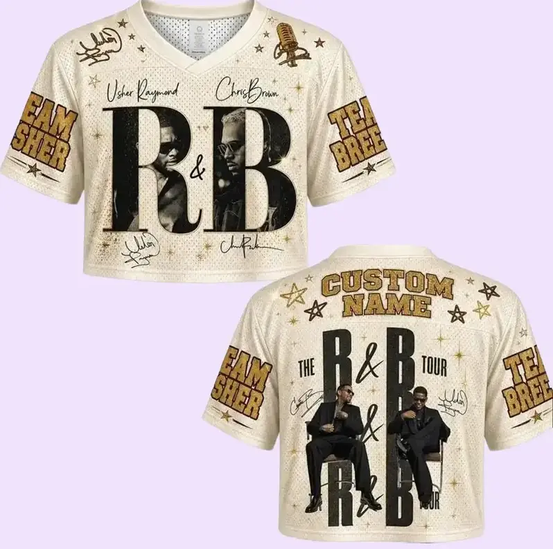 R&B Tour Crop Football Jersey Brown & U Raymon Concert Crop Top, Music Fan Merch, Streetwear Outfit & Gift 2026