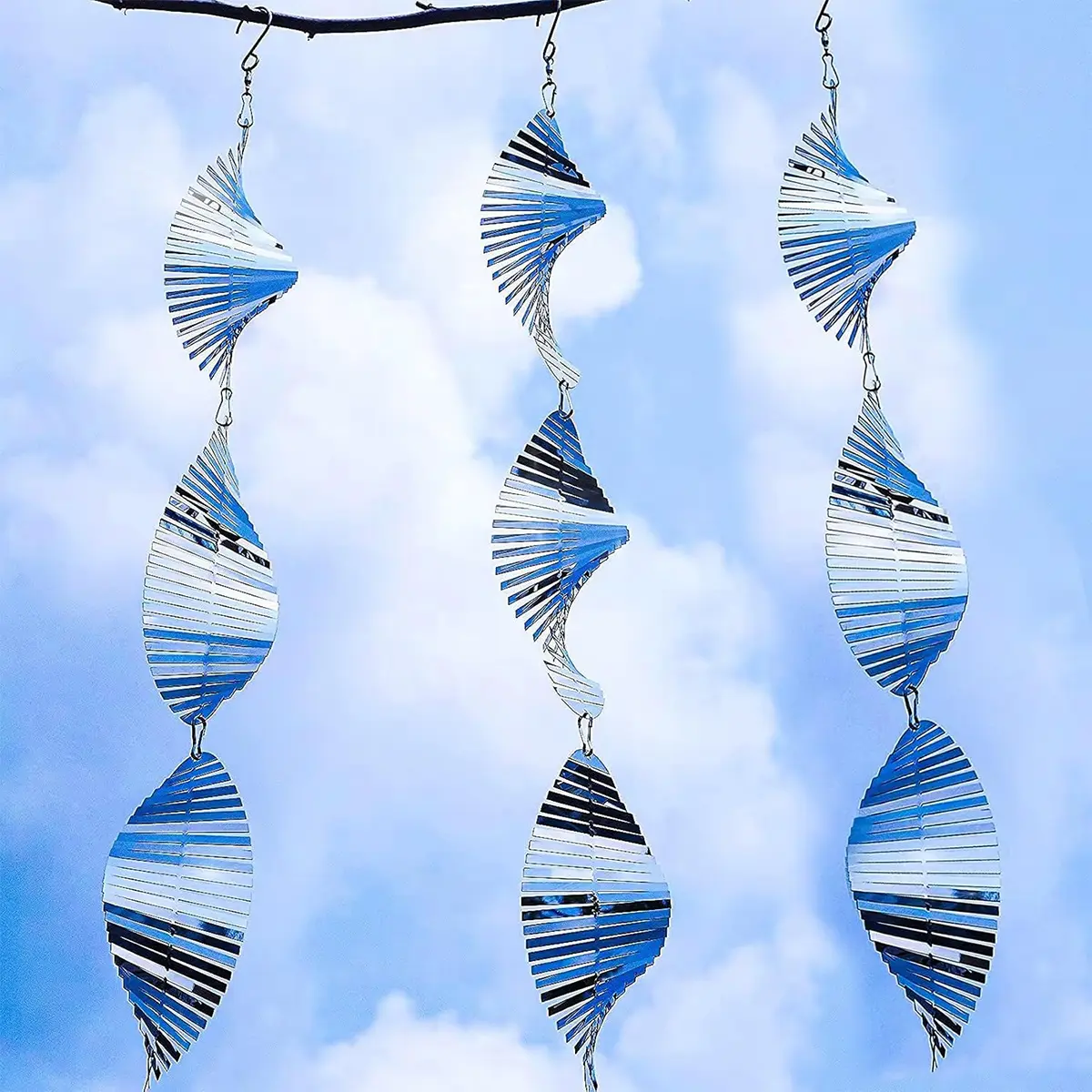 3D Mirror Reflective Stainless Steel Outdoor Wind Spinner Bird Repellent - Creative Gifts, Decor Spiral Swirl Hanging, Propeller Hanging Decor Wind Turbine Inspired, Garden Backyard Patio Accessories, Outdoor Decor, Wind Repellent