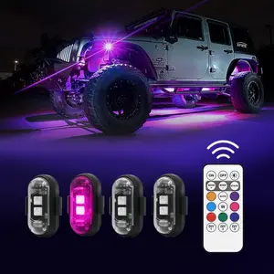 Remote Control RGB LED Car Light, USB Rechargeable Car Decorative Light, Waterproof Car Light for Car, Motorcycle, SUV, Pickup, LED Car Ambient Light, Spring Summer Sales, Holiday Party Home Decoration Lights Lamps, Gift for Him Her Father Mother